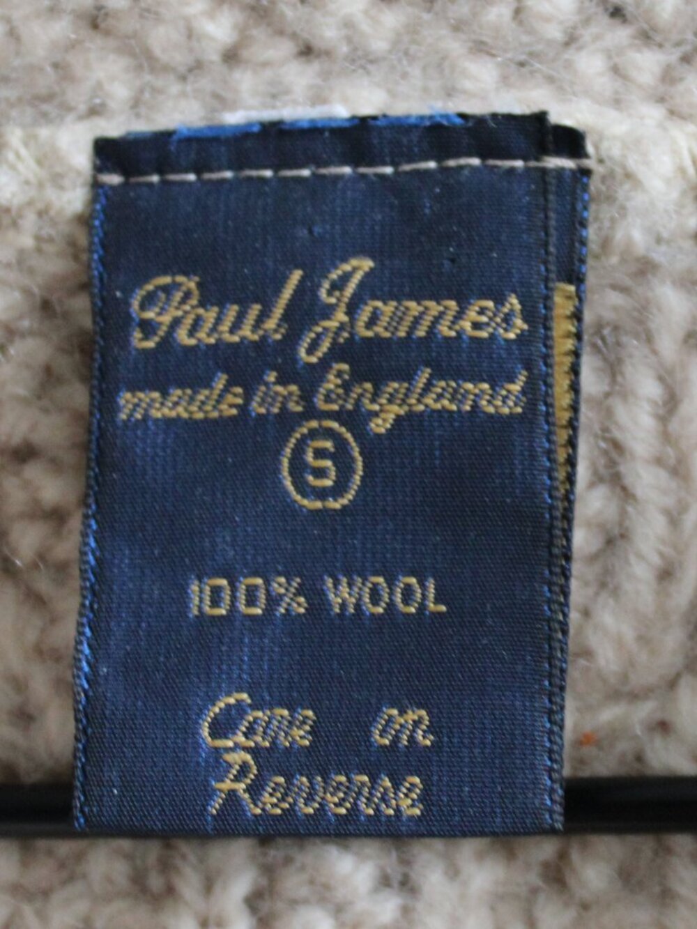 Paul James England Cardigan Cable Knit Wool Sweater Cream Tan Size Small - Picture 3 of 4